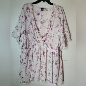 Torrid Plus Size Blouse Purple Floral Size 4